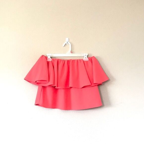 Rachel Roy Ruffle Off Shoulder Crop Top - Picture 1 of 5